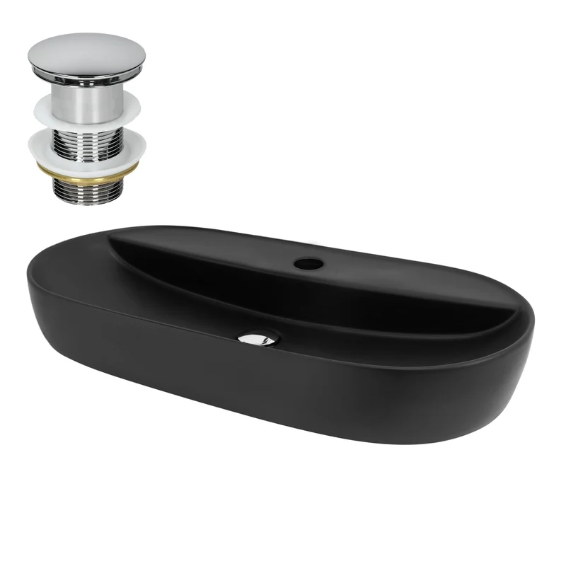 LuxeBath | Waschbecken Oval ohne Überlauf aus Keramik Waschplatz Handwaschbecken für das Badezimmer