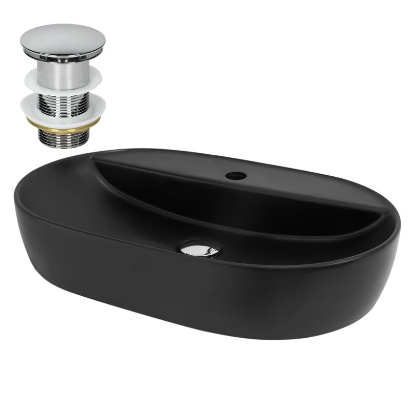 LuxeBath | Waschbecken Oval ohne Überlauf aus Keramik Waschplatz Handwaschbecken für das Badezimmer