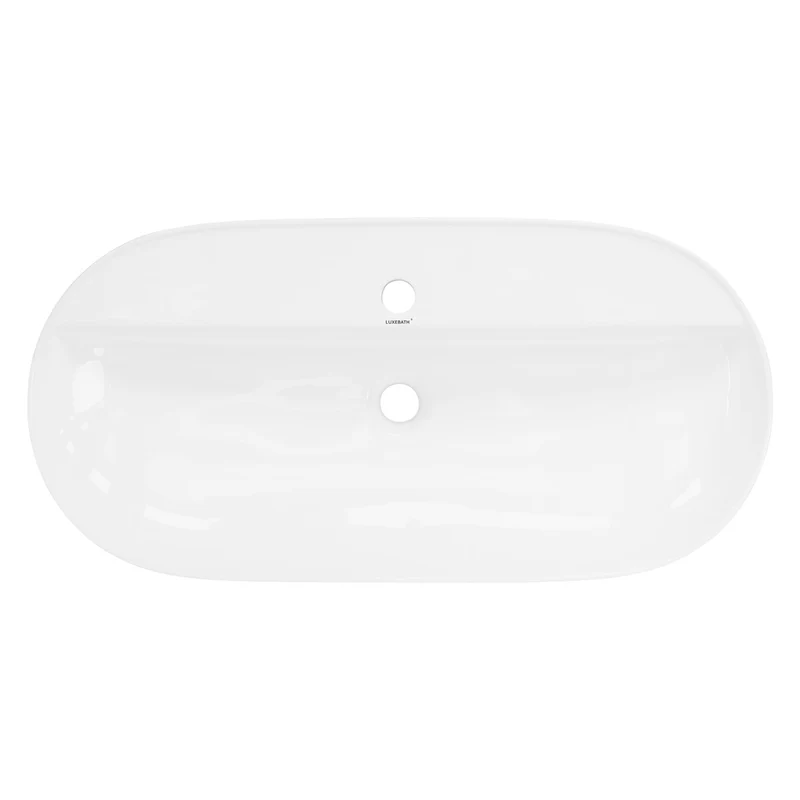 LuxeBath | Waschbecken Oval ohne Überlauf aus Keramik Waschplatz Handwaschbecken für das Badezimmer