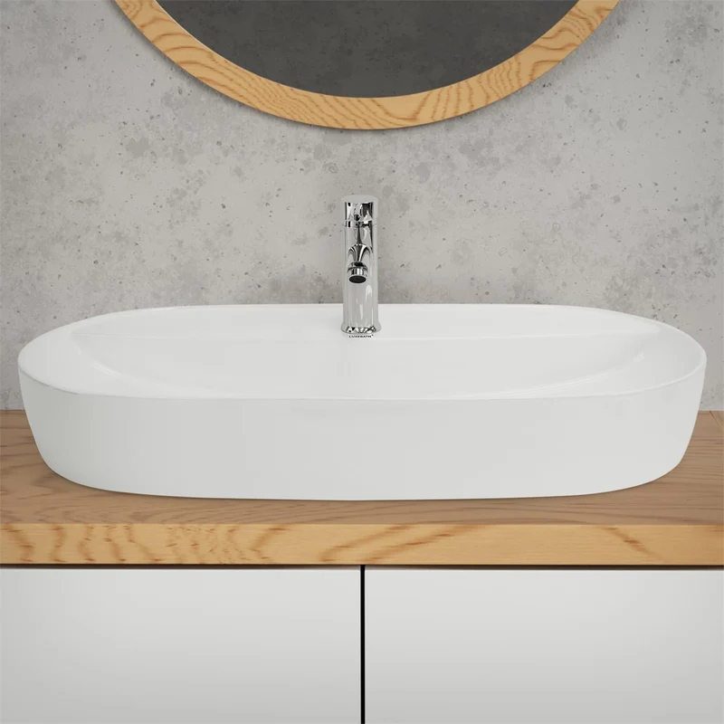 LuxeBath | Waschbecken Oval ohne Überlauf aus Keramik Waschplatz Handwaschbecken für das Badezimmer