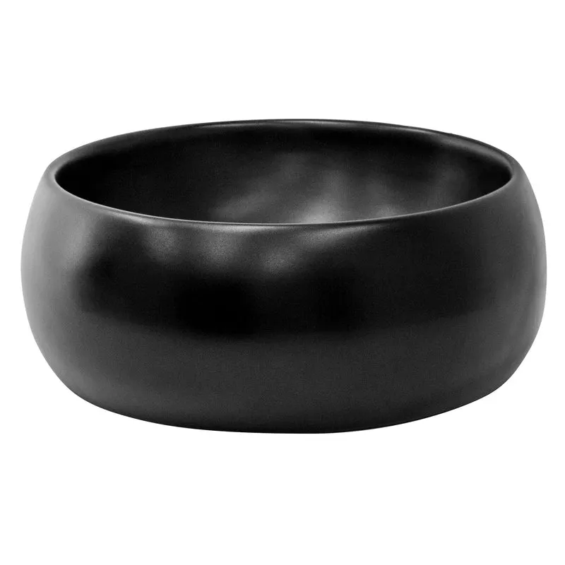 Waschbecken Rund ohne Überlauf Ø 40x15,5 cm Schwarz matt aus Keramik LuxeBath