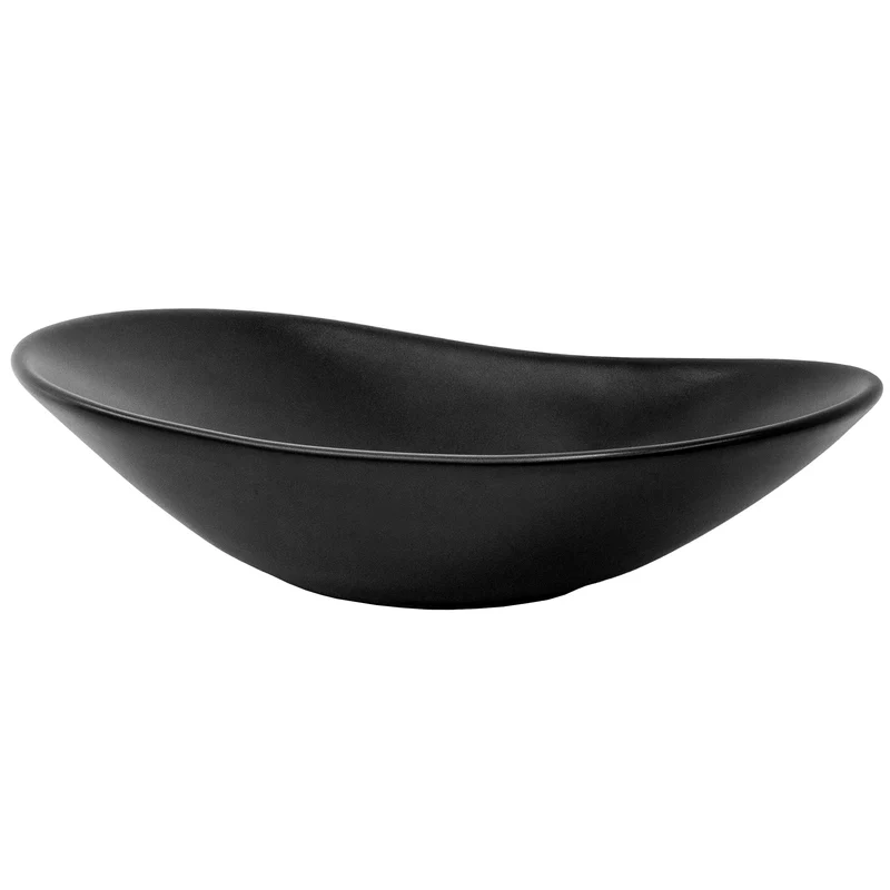 Waschbecken inkl. Ablaufgarnitur Schwarz ohne Überlauf 63x36x15,5 cm Schwarz aus Keramik LuxeBath