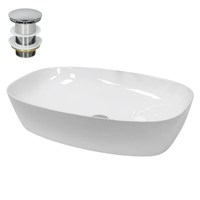 LuxeBath | Waschbecken Oval oder Rund ohne Überlauf aus Keramik Waschplatz Handwaschbecken für das Badezimmer