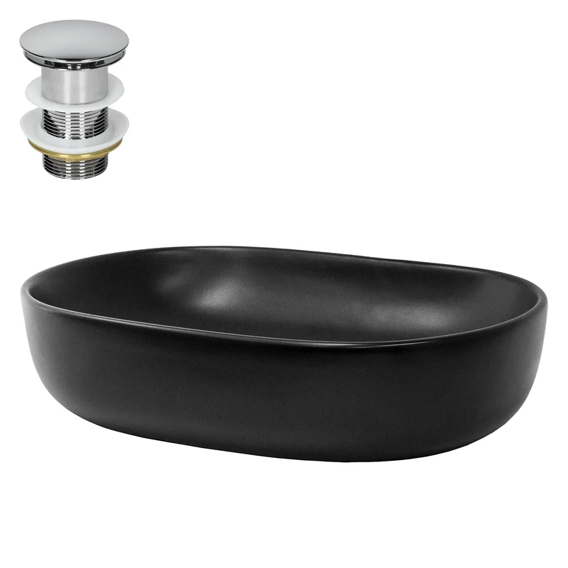LuxeBath | Waschbecken Oval ohne Überlauf aus Keramik Waschplatz Handwaschbecken für das Badezimmer