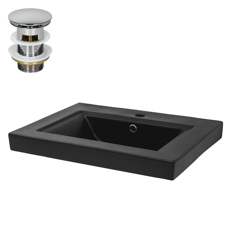 LuxeBath | Waschbecken Eckig mit Überlauf aus Keramik Waschplatz Handwaschbecken für das Badezimmer