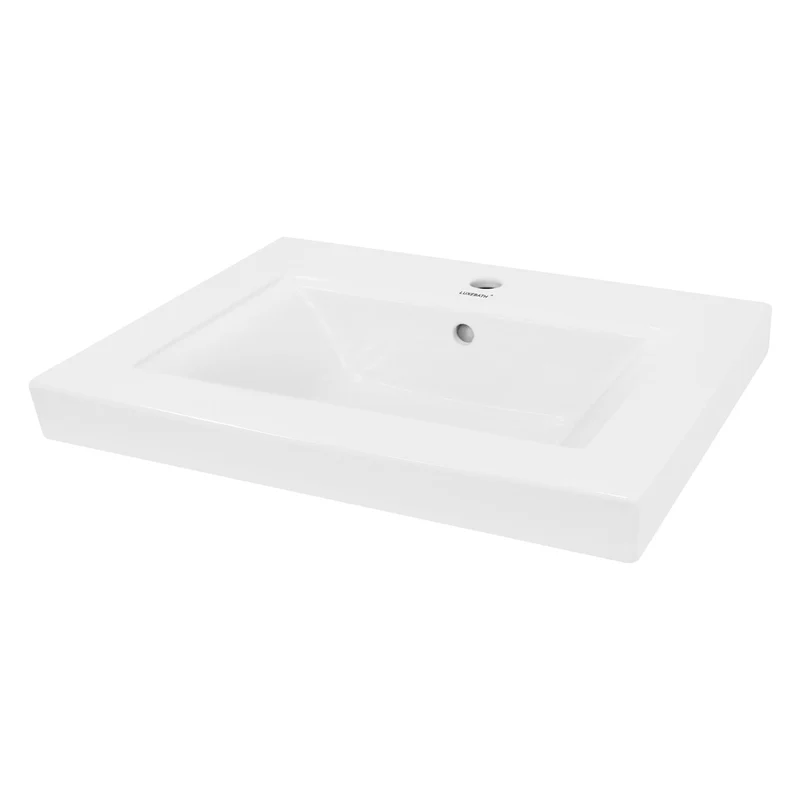 LuxeBath | Waschbecken Eckig mit Überlauf aus Keramik Waschplatz Handwaschbecken für das Badezimmer