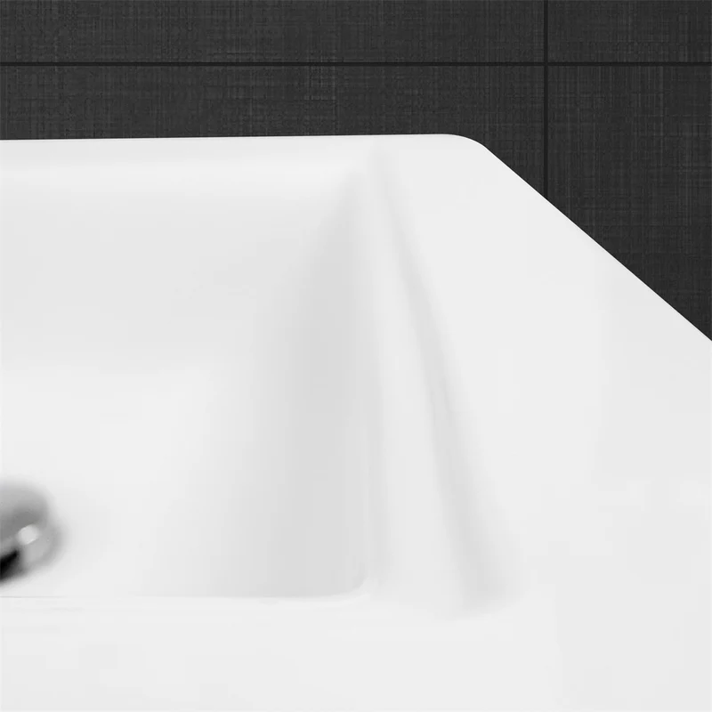 LuxeBath | Waschbecken Eckig mit Überlauf aus Keramik Waschplatz Handwaschbecken für das Badezimmer