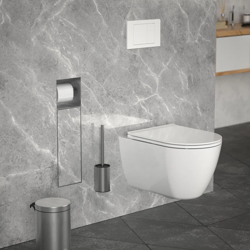 Unterputz-Schrankmodul befliesbar 60x20x14cm, Silber, Edelstahl WC Wandnische LuxeBath