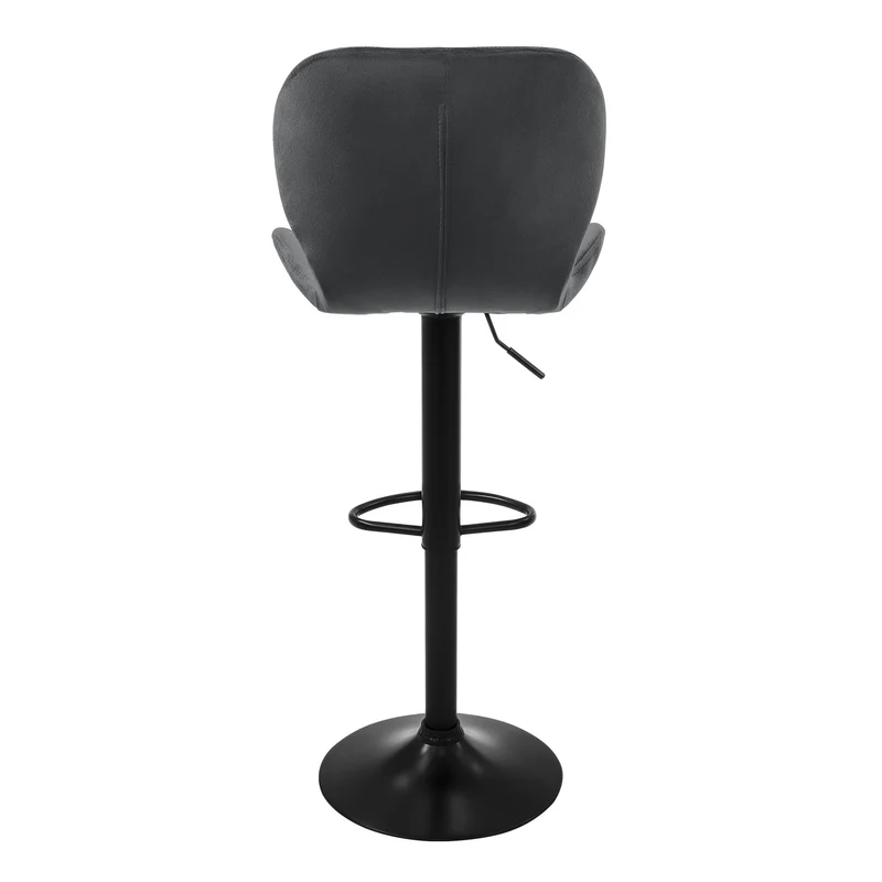 B-Ware Barhocker 2er Set Grau Samtbezug mit Rückenlehne und Fußstütze höhenverstellbar 59-79cm ML-Design