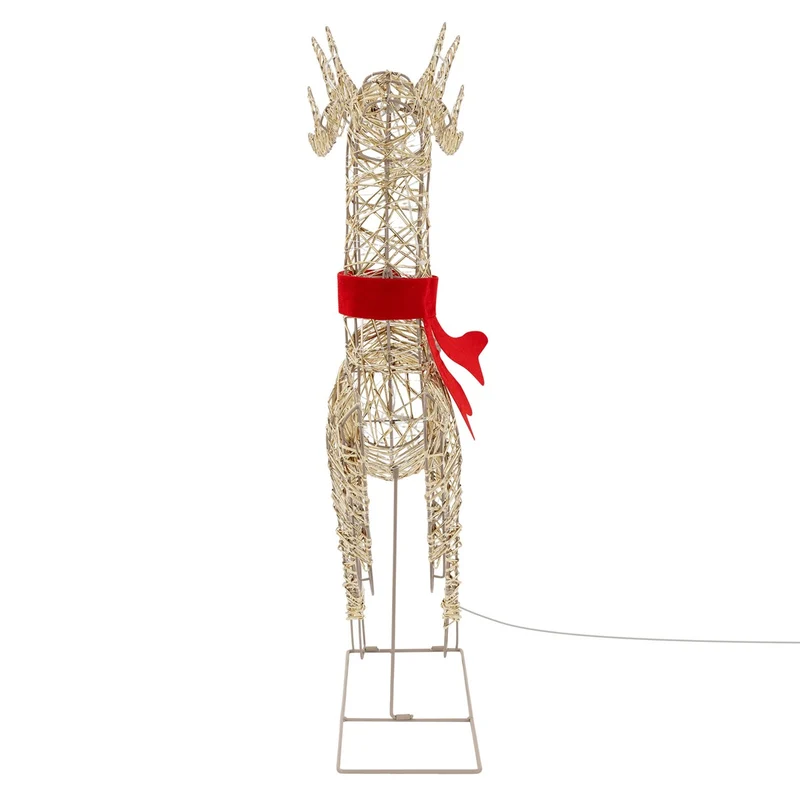ECD Germany | LED Rentier Figur mit Timer Blinkfunktion 720 LED 91 cm Metall Gold Weihnachtsrentier Weihnachtsdeko Garten Weihnachtsbeleuchtung Außen
