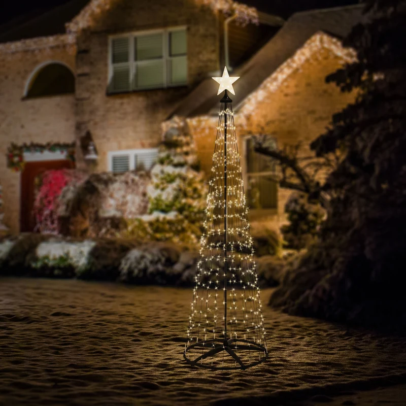 LED Weihnachtsdeko Baum Außen 210 cm mit 370 warmweißen LEDs