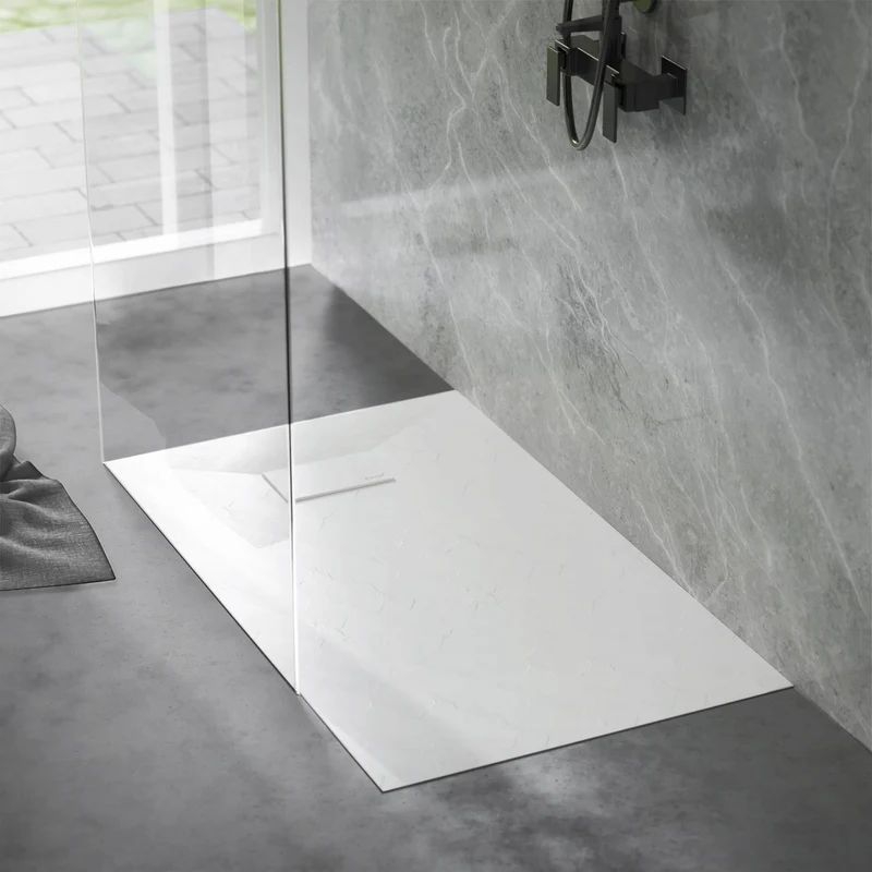Duschwanne 120x90 cm, Weiß, mit Anti-Rutsch-Oberfläche und Ablaufgarnitur, extra flach LuxeBath