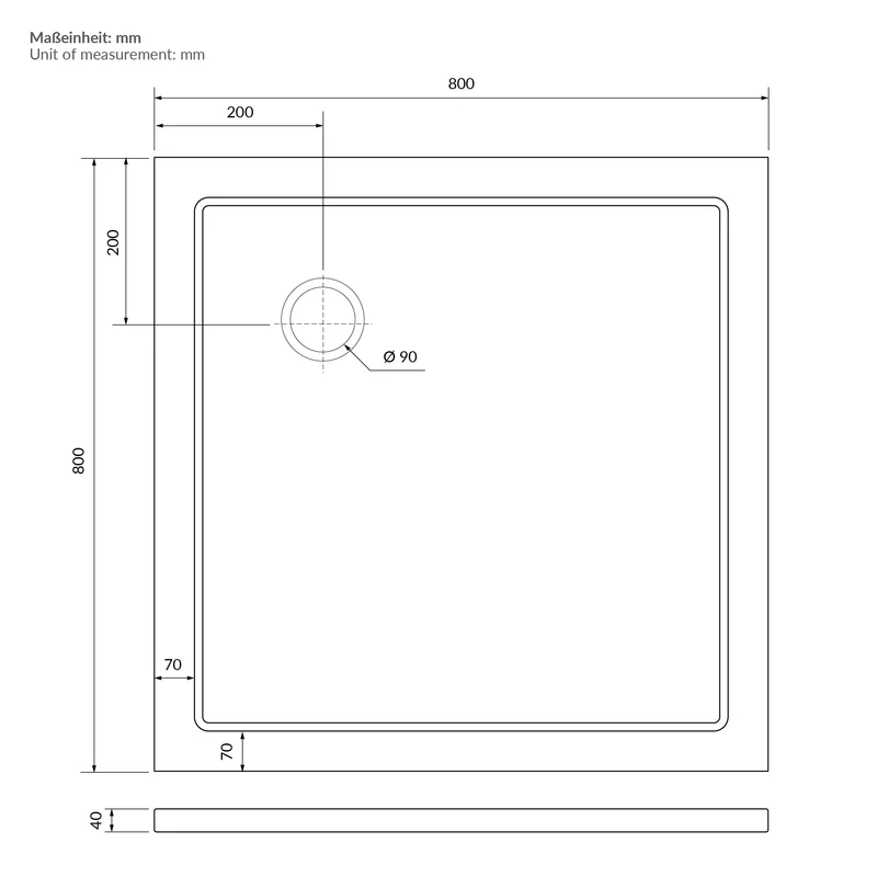 LuxeBath | Duschwanne mit Ablaufgarnitur 80x80 cm aus SMC Weiß Duschtasse Brausewanne eckig Komplett Set mit Siphon für Duschkabine