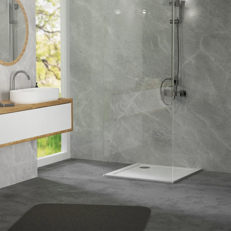 LuxeBath | Duschwanne mit Ablaufgarnitur 80x80 cm aus SMC Weiß Duschtasse Brausewanne eckig Komplett Set mit Siphon für Duschkabine