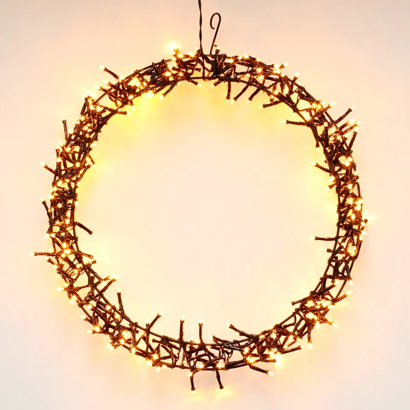 ECD Germany | LED Weihnachtskranz, Deko für Weihnachten Warmweiß LEDs IP44 Innen/Außen