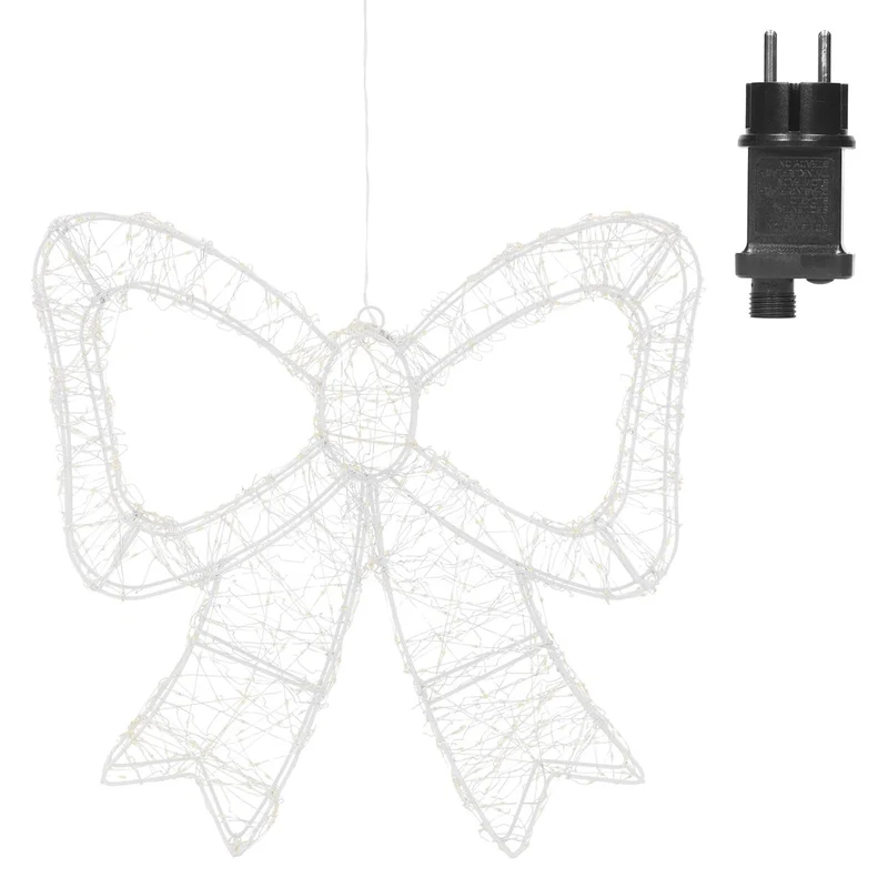 ECD Germany | LED Weihnachtsschleife mit Timer Metall Warmweiß LED Schleife Weihnachten Weihnachtsdeko Weihnachtsbeleuchtung Außen