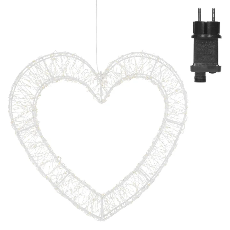 ECD Germany | LED Weihnachtsherz mit Timer Metall Warmweiß Weihnachtsdeko Weihnachtsbeleuchtung Fensterdeko Weihnachten Lichterherz Außen