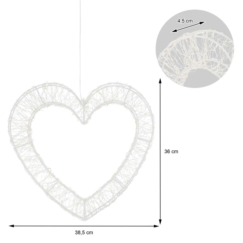 ECD Germany | LED Weihnachtsherz mit Timer Metall Warmweiß Weihnachtsdeko Weihnachtsbeleuchtung Fensterdeko Weihnachten Lichterherz Außen