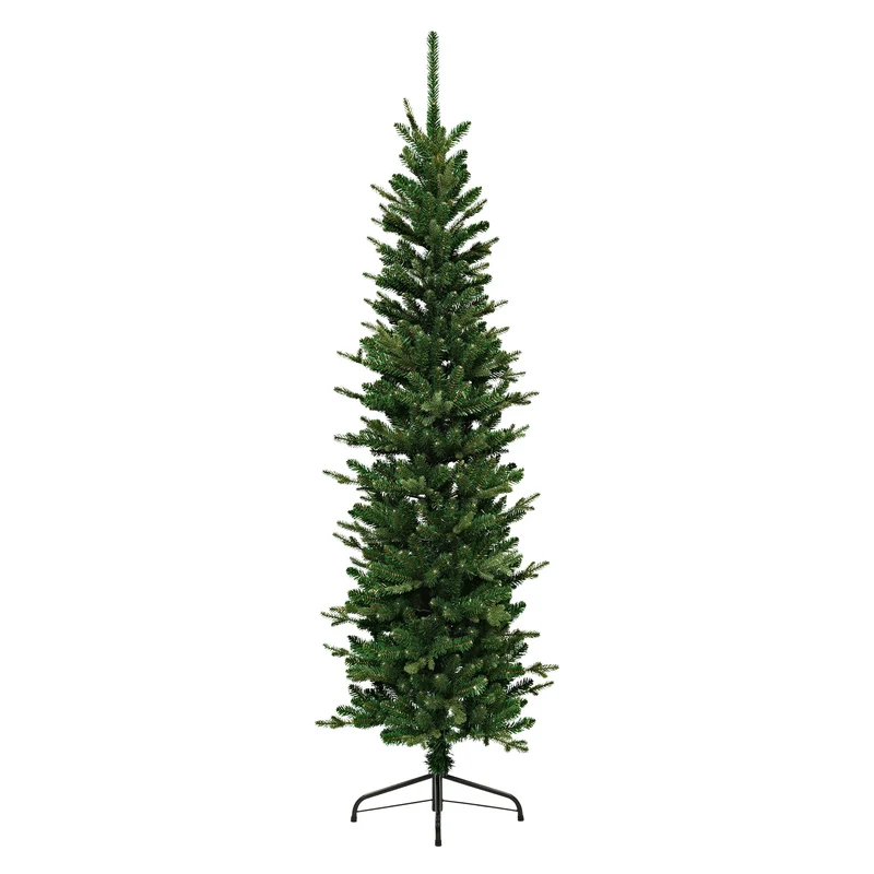 ECD Germany | Künstlicher Weihnachtsbaum Naturgetreu Kunststoff Grün Tannenbaum Christbaum mit Standfuß Weihnachtsdeko Innen Kunstbaum schmal