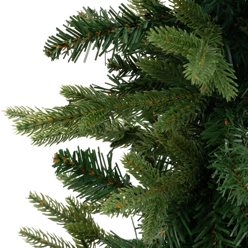 ECD Germany | Künstlicher Weihnachtsbaum Naturgetreu Kunststoff Grün Tannenbaum Christbaum mit Standfuß Weihnachtsdeko Innen Kunstbaum schmal