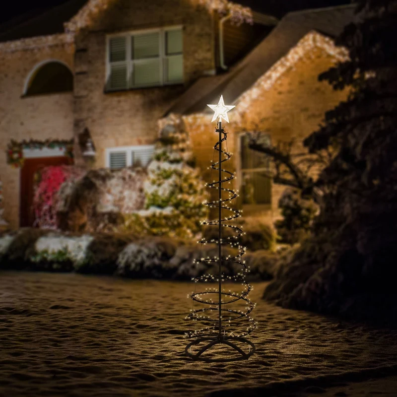 ECD Germany | LED Weihnachtsbaum mit Lichterkette, Weihnachtsdeko Innen/Außen, Warmweiß LEDs, Tannenbaum Lichterbaum Weihnachtsbeleuchtung