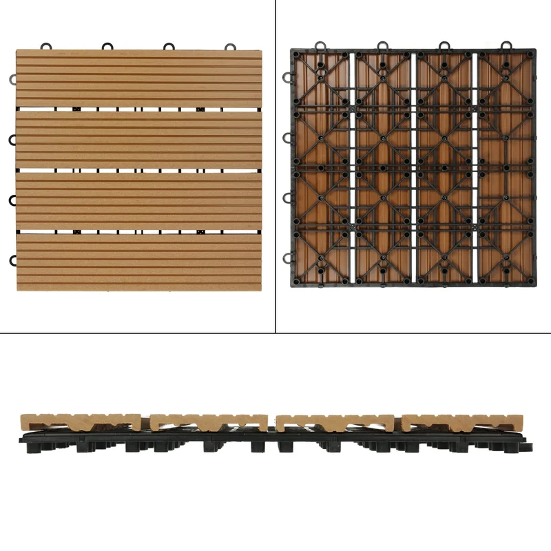 B-Ware Terrassenfliesen 30x30 cm 11er Set für 1m² Teak aus WPC