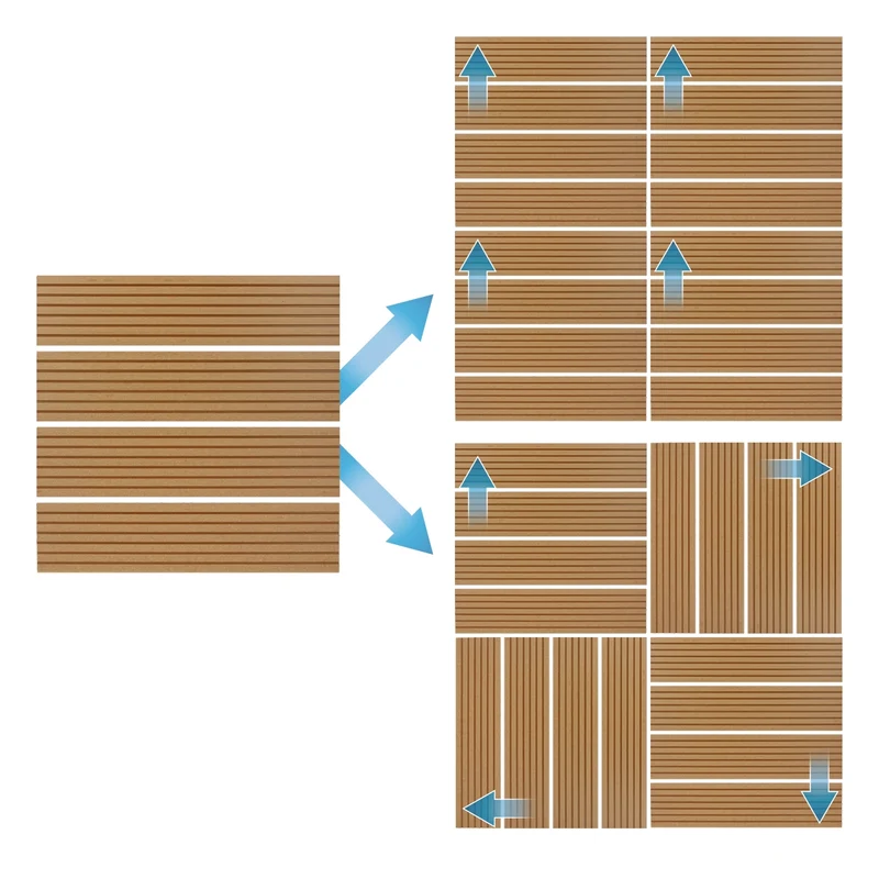 B-Ware Terrassenfliesen 30x30 cm 11er Set für 1m² Teak aus WPC