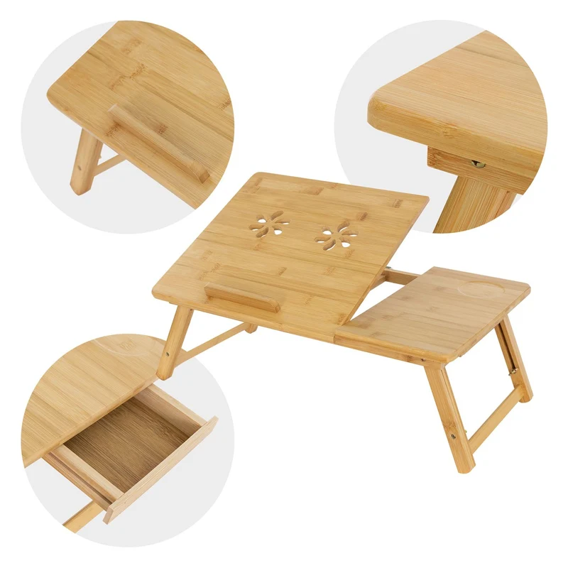 B-Ware Laptoptisch klappbar Braun aus Holz ML-Design
