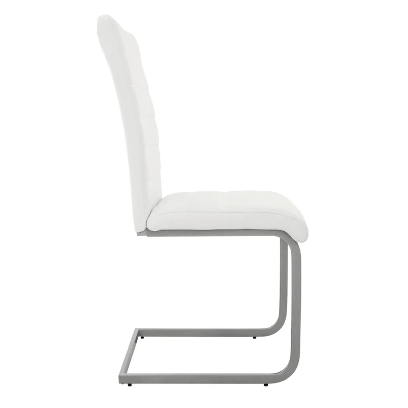 B-Ware Esszimmerstuhl Freischwinger 2er Set mit Rückenlehne Weiß Kunsterlederbezug ML-Design