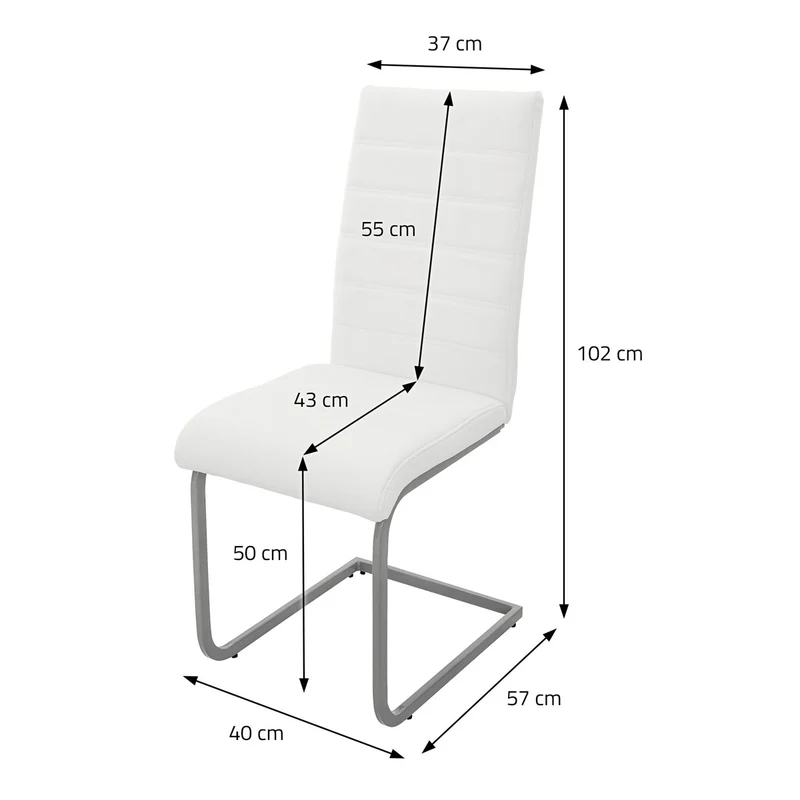 B-Ware Esszimmerstuhl Freischwinger 2er Set mit Rückenlehne Weiß Kunsterlederbezug ML-Design