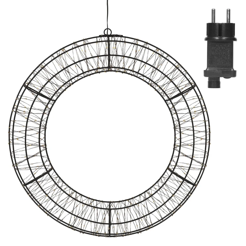 ECD Germany | LED Weihnachtskranz Ø38 cm Warmweiß Weihnachtsdeko mit Lichterkette Lichterkranz Fenster Weihnachtsbeleuchtung Außen 480LED Timer