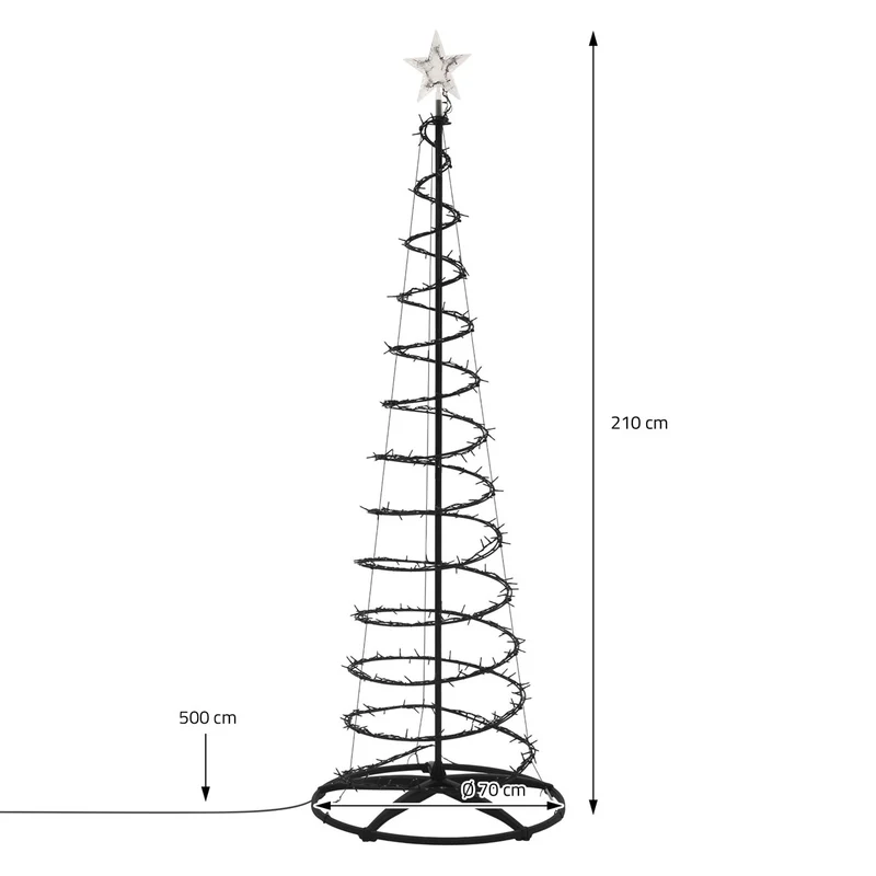 ECD Germany | LED Weihnachtsbaum mit Lichterkette, 210 cm, Weihnachtsdeko Innen/Außen, 756LED Warmweiß, Tannenbaum Lichterbaum Weihnachtsbeleuchtung