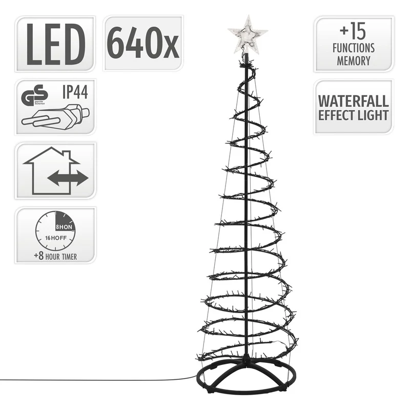 ECD Germany | LED Weihnachtsbaum mit Lichterkette, 180 cm, Weihnachtsdeko Innen/Außen, 640 LED Warmweiß, Tannenbaum Lichterbaum Weihnachtsbeleuchtung