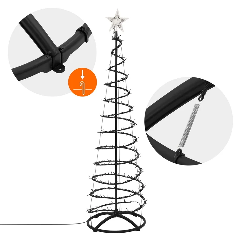 ECD Germany | LED Weihnachtsbaum mit Lichterkette, 180 cm, Weihnachtsdeko Innen/Außen, 640 LED Warmweiß, Tannenbaum Lichterbaum Weihnachtsbeleuchtung