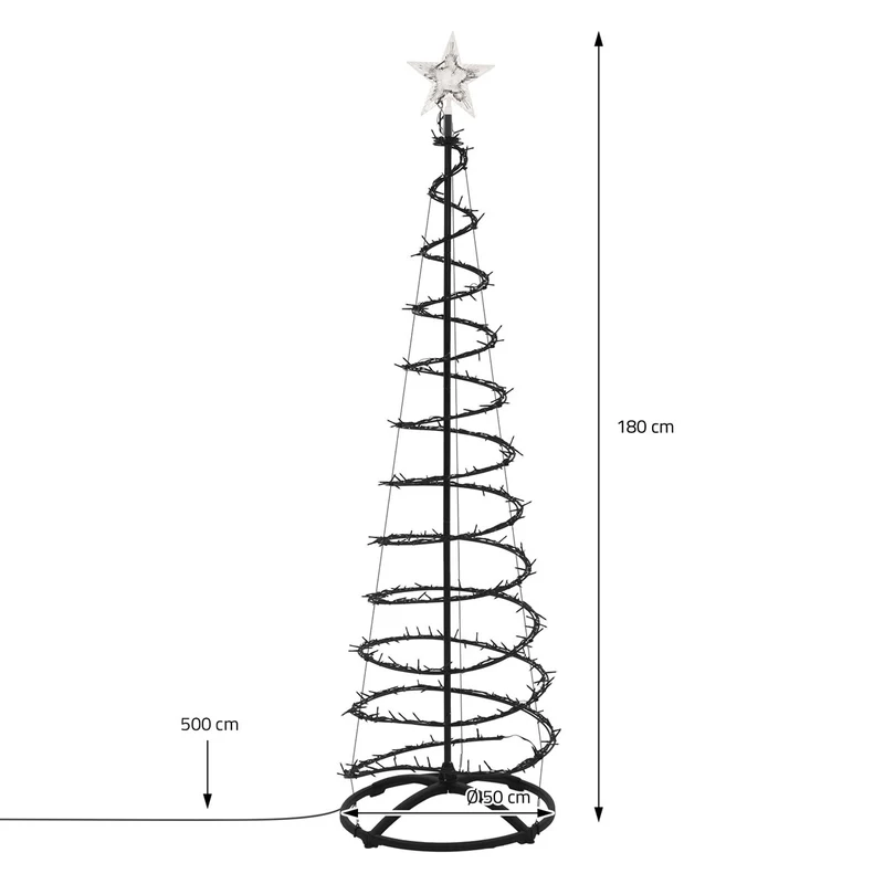 ECD Germany | LED Weihnachtsbaum mit Lichterkette, 180 cm, Weihnachtsdeko Innen/Außen, 640 LED Warmweiß, Tannenbaum Lichterbaum Weihnachtsbeleuchtung