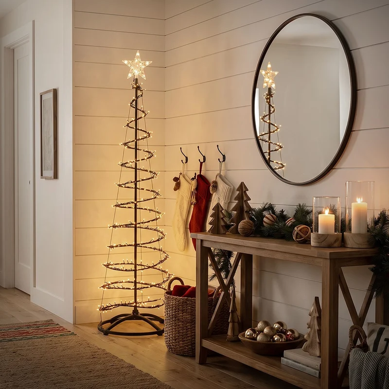 ECD Germany | LED Weihnachtsbaum mit Lichterkette, 180 cm, Weihnachtsdeko Innen/Außen, 640 LED Warmweiß, Tannenbaum Lichterbaum Weihnachtsbeleuchtung