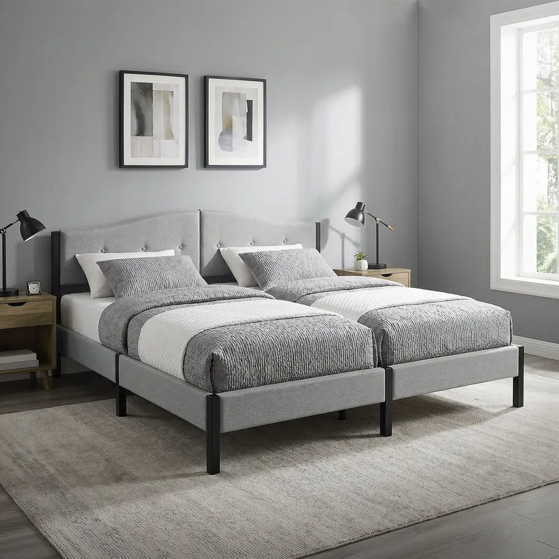 Polsterbett 180x200 cm, Grau, Doppelbett mit stabilem Bettgestell, Bett mit gepolstertes Kopfteil & Lattenrost, Jugendbett ML-Design