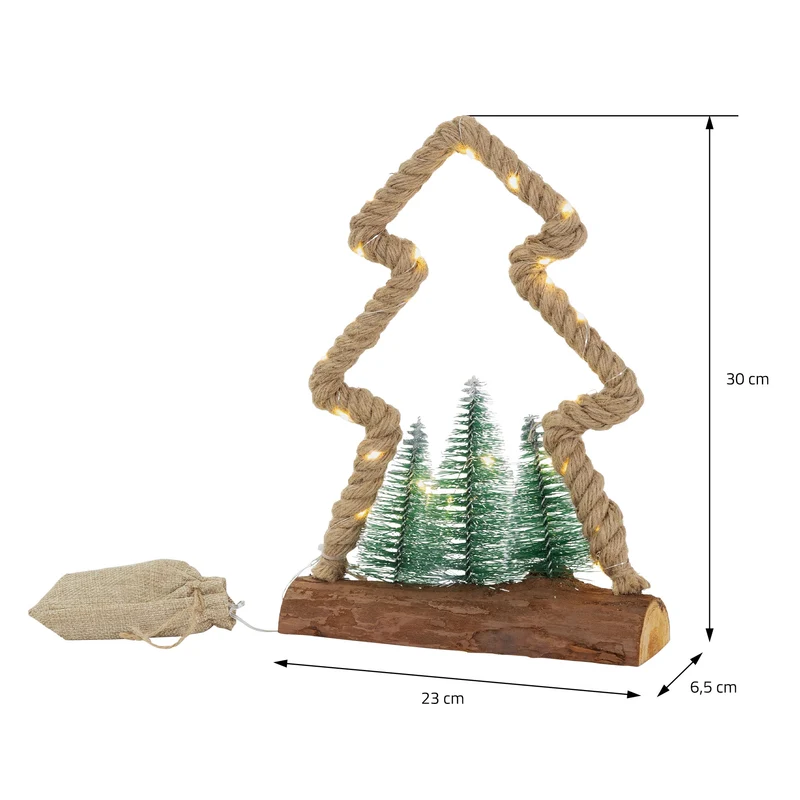 Deko LED Weihnachtsbaum aus Juteseil Standfigur 30 cm warmweiß mit Timerfunktion