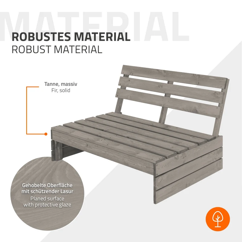 B-Ware Gartenbank 3-Sitzer Grau 120x70x76,5 cm aus Massivholz