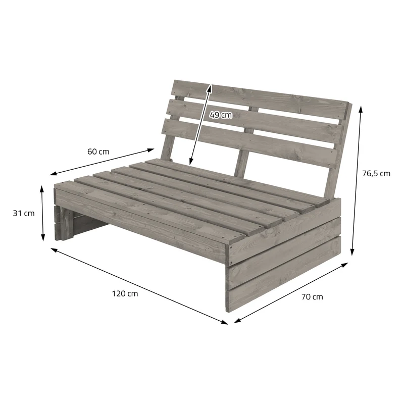 B-Ware Gartenbank 3-Sitzer Grau 120x70x76,5 cm aus Massivholz