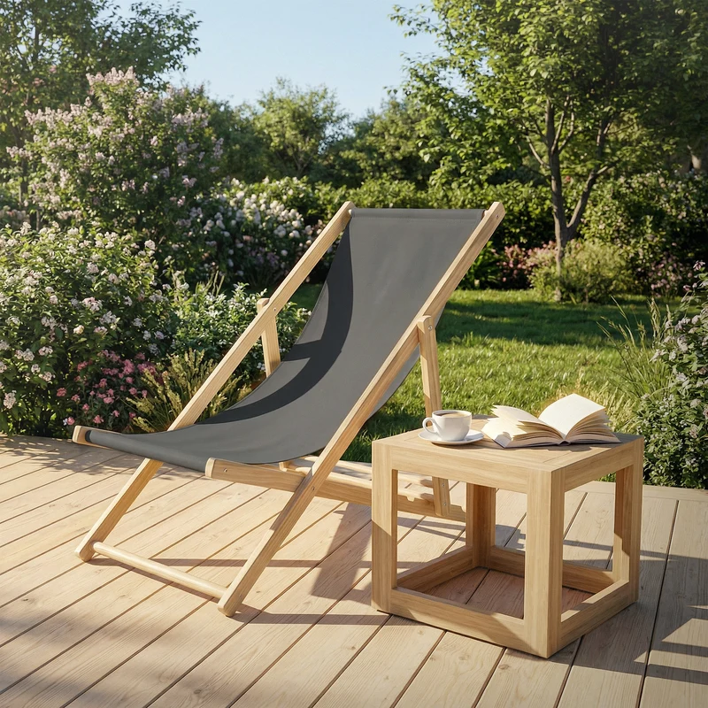 Gartenliege Holz 2er Set Beachstuhl klappbarer Strandstuhl Strandliege Campingliege Sonnenliege Anthrazit Klappliegestuhl Relaxliege
