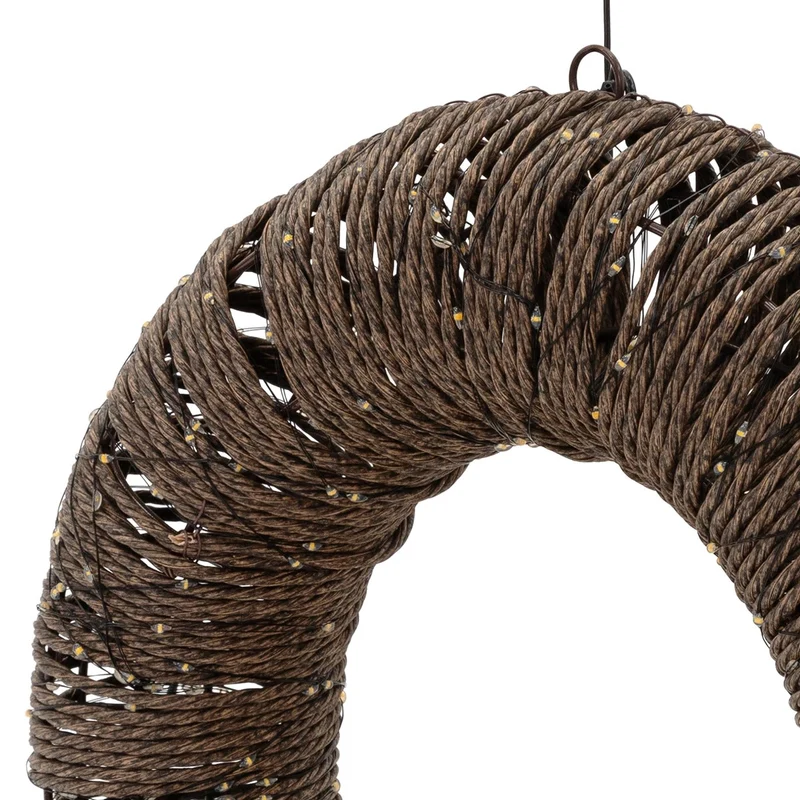 ECD Germany | LED Weihnachtskranz Ø38 cm Metall/Seil Warmweiß Weihnachtsdeko mit Lichterkette 400 LED Timer Lichterkranz Weihnachtsbeleuchtung Außen