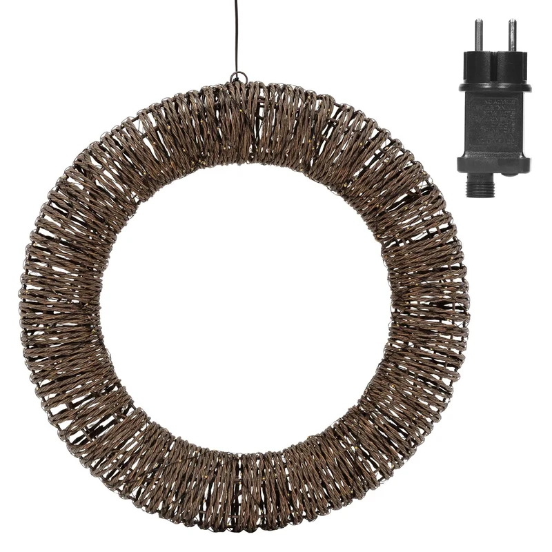 ECD Germany | LED Weihnachtskranz Ø50 cm Metall/Seil Warmweiß Weihnachtsdeko mit Lichterkette 500 LED Timer Lichterkranz Weihnachtsbeleuchtung Außen