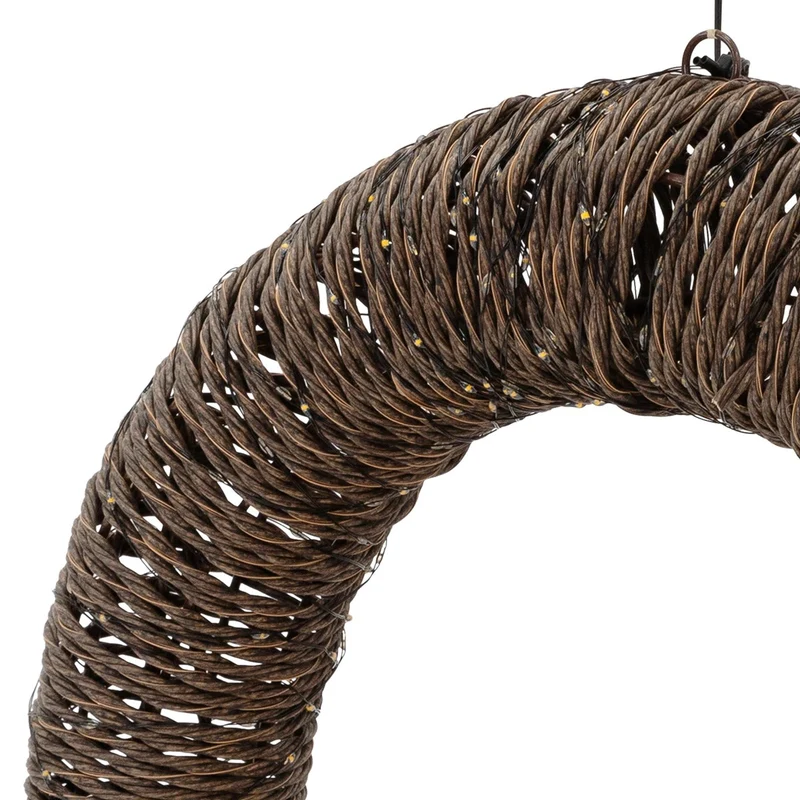 ECD Germany | LED Weihnachtskranz Ø50 cm Metall/Seil Warmweiß Weihnachtsdeko mit Lichterkette 500 LED Timer Lichterkranz Weihnachtsbeleuchtung Außen