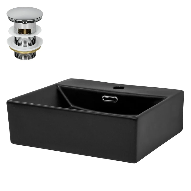 LuxeBath | Waschbecken Eckig mit Überlauf aus Keramik Waschplatz Handwaschbecken für das Badezimmer