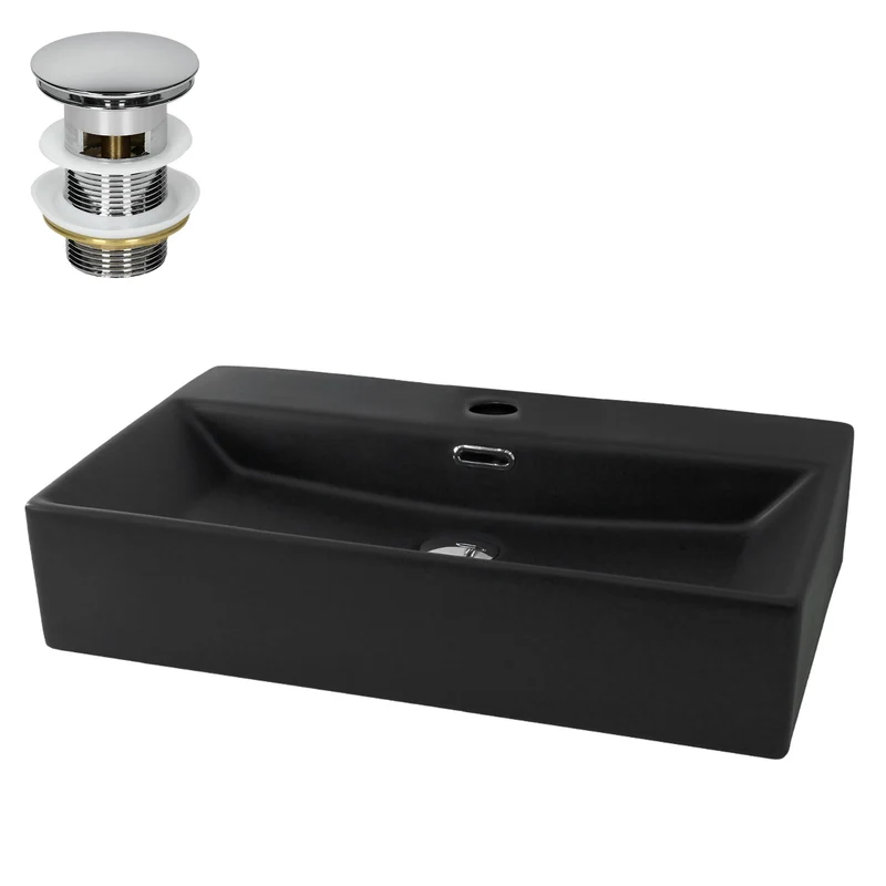 LuxeBath | Waschbecken Eckig mit Überlauf aus Keramik Waschplatz Handwaschbecken für das Badezimmer