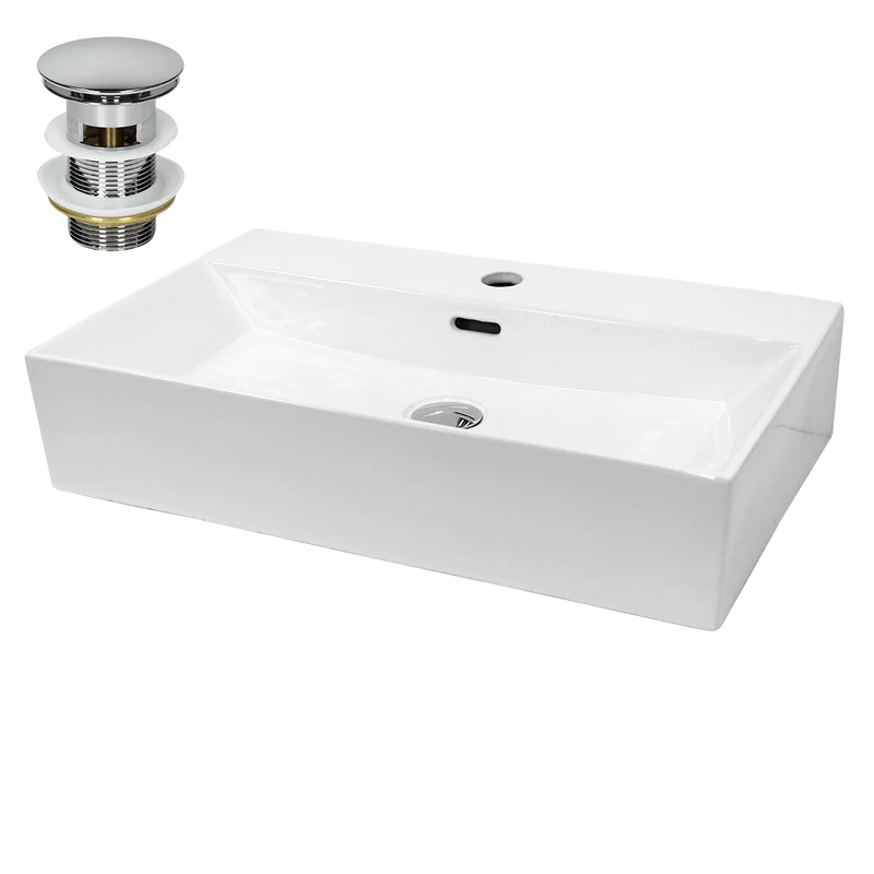 LuxeBath | Waschbecken Eckig mit Überlauf aus Keramik Waschplatz Handwaschbecken für das Badezimmer