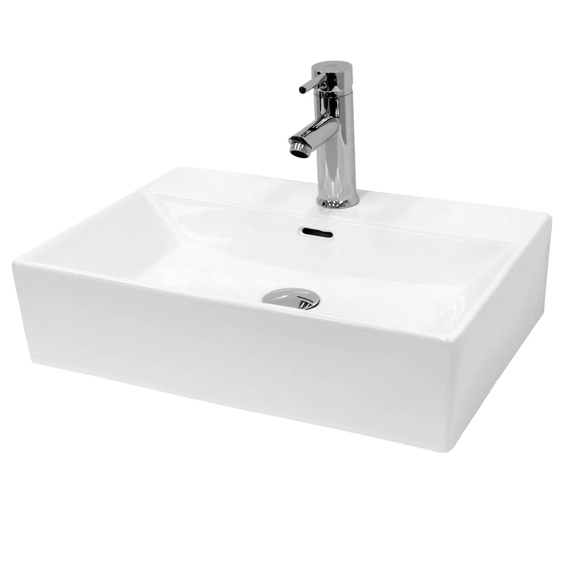 LuxeBath | Waschbecken Eckig mit Überlauf aus Keramik Waschplatz Handwaschbecken für das Badezimmer