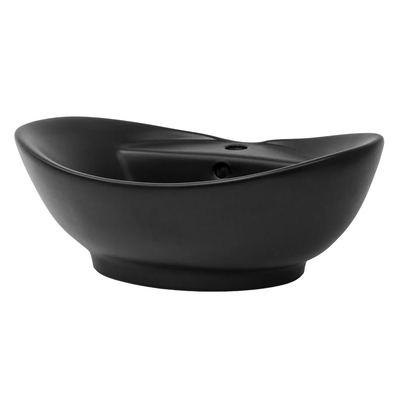 LuxeBath | Waschbecken Oval mit Überlauf 590x395x205 mm aus Keramik Waschplatz Handwaschbecken für das Badezimmer