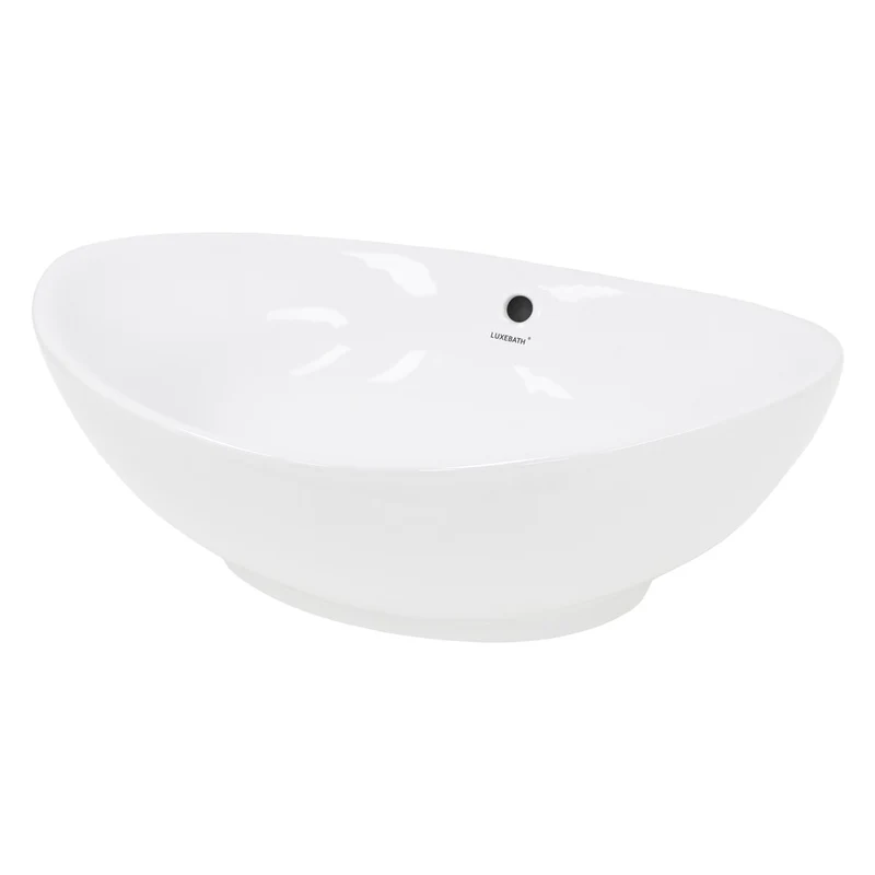 LuxeBath | Waschbecken Oval mit Überlauf aus Keramik Waschplatz Handwaschbecken für das Badezimmer